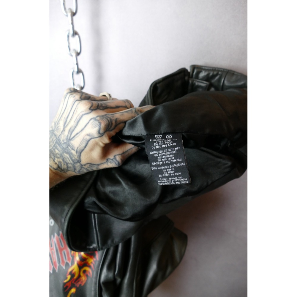 Harley Davidson Motorcycles Mens Black Leather Eagle‎ Graphic Jacket Size XL - Picture 8 of 15